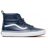 Кеды Vans Sk8-Hi Leather Blue White зимние