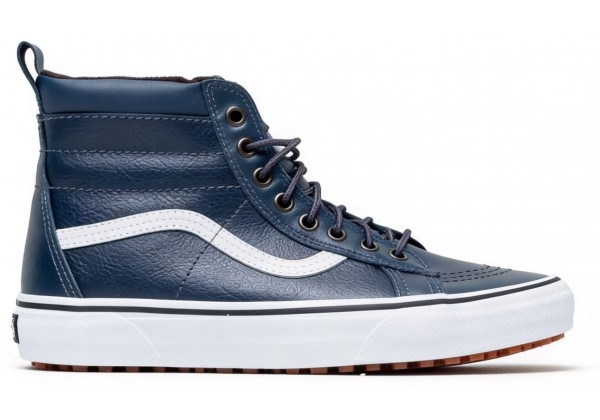 Кеды Vans Sk8-Hi Leather Blue White зимние