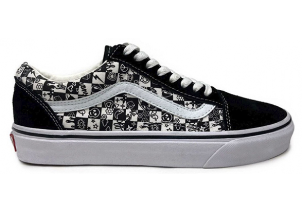 Кеды Vans Old Skool Checkers Graffity Black White